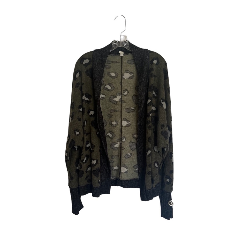 Army Green Leopard Print Cardigan